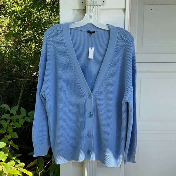 NWT Talbots Pretty Light Blue V-Neck Cardigan Long Sleeve Sweater - Picture 6 of 6